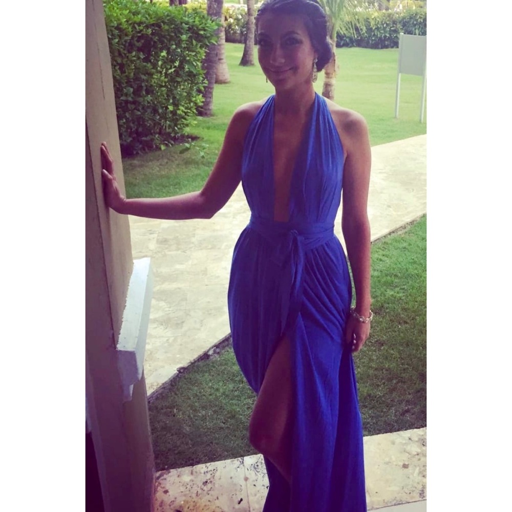 Lulus “Crescendo” Backless Wrap Low Cut Maxi Dress - Picture 11 of 16